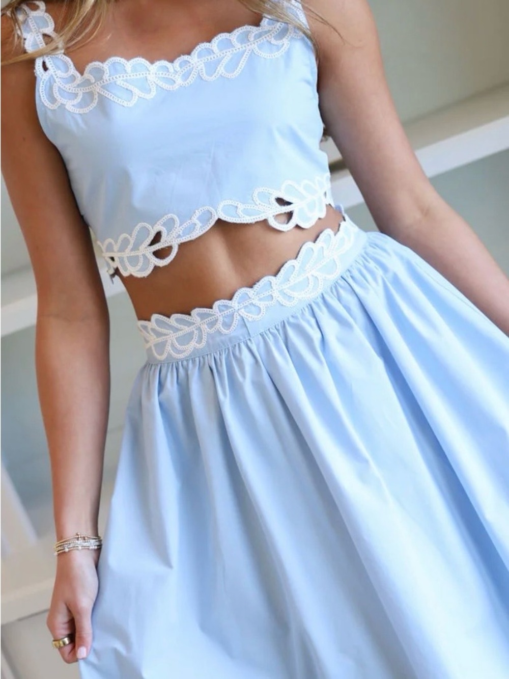Cocolillys- NEW Olivia Set! Light Blue Embroidered Maxi Skirt and Top- Women - Picture 3 of 4